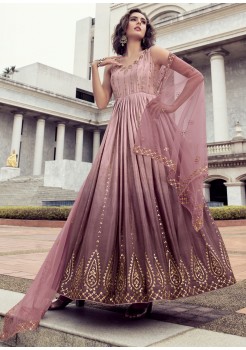 Wine Silk Designer Gown 